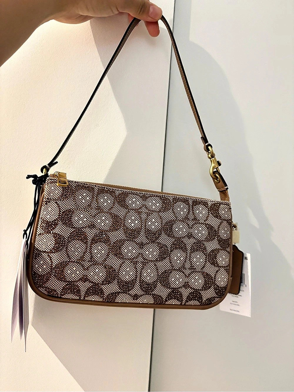 Coach plaza Bag With Chain In Crystal Signature Jacquard Crystal Signature
